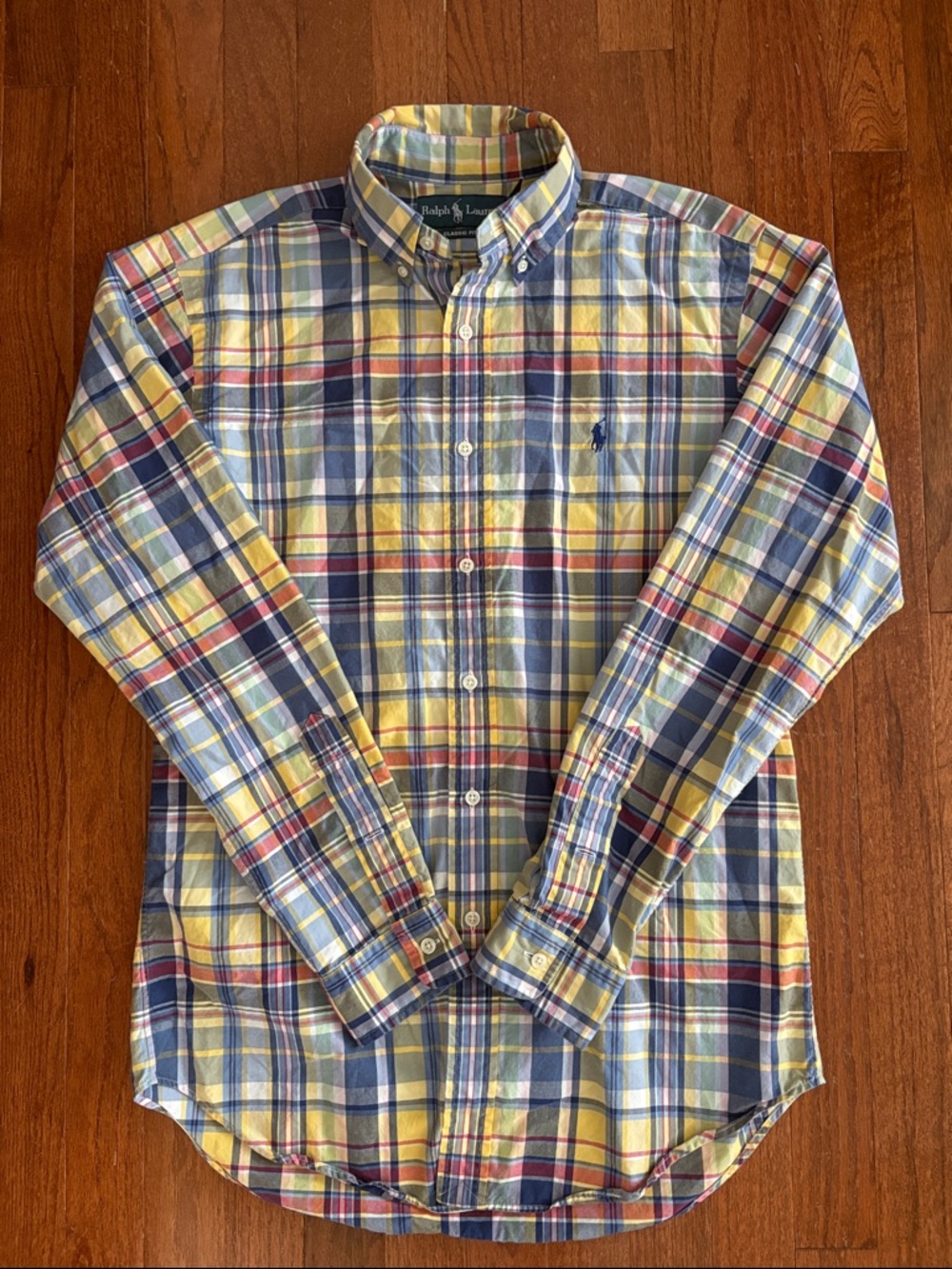 Ralph Lauren Classic Fit Plaid Button-Down Oxford Shirt Size Small